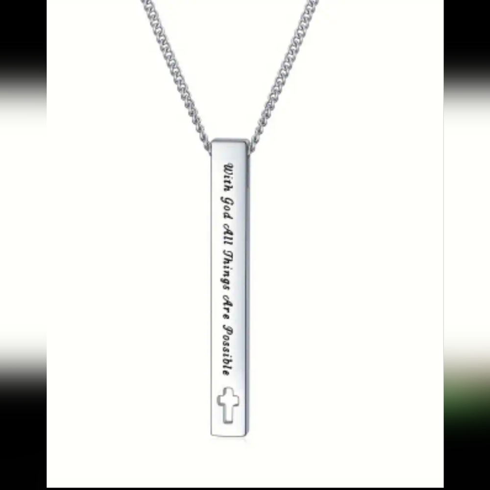 SCRIPTURE Bar NECKLACE With God All things are Possible